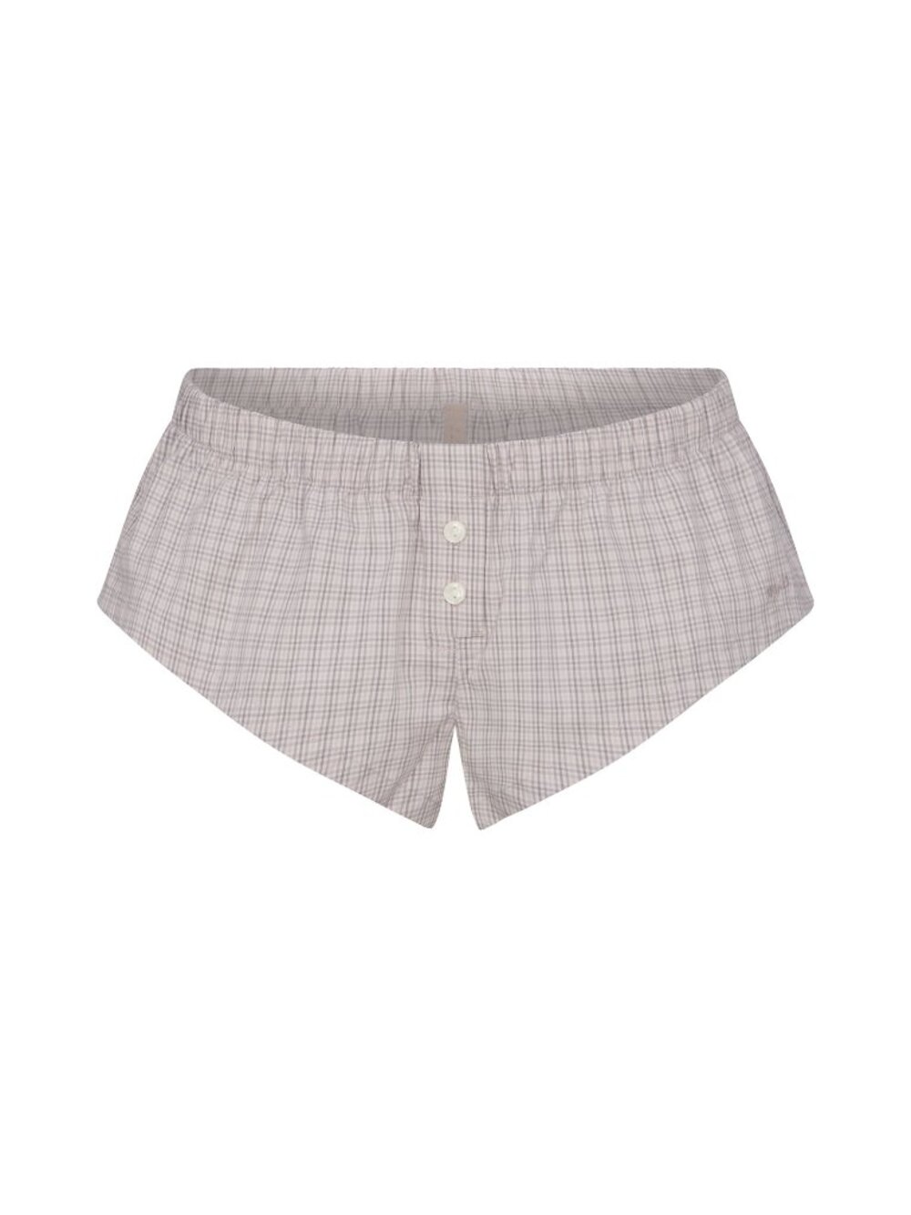 SKIMS Cotton Poplin Micro Short Sleep Set Silver Check Size S NWT